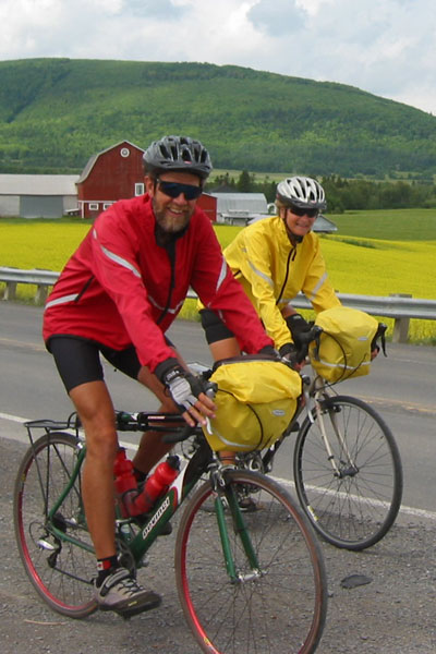 Rudy and Sue cycling in Quebec
